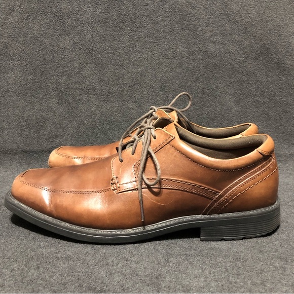 Rockport Oxford Shoes Mens 13 W Style Leader 2 Truffle Tan Leather Apron Toe - Picture 3 of 9